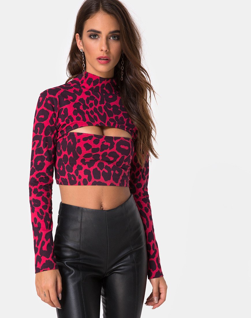 Top Sinex in rosso giaguaro oversize