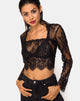 Immagine di Sinhor Crop Top in pizzo nero