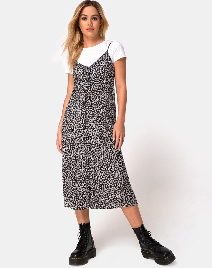 Sini Slip Dress in Ditsy Rose Nero