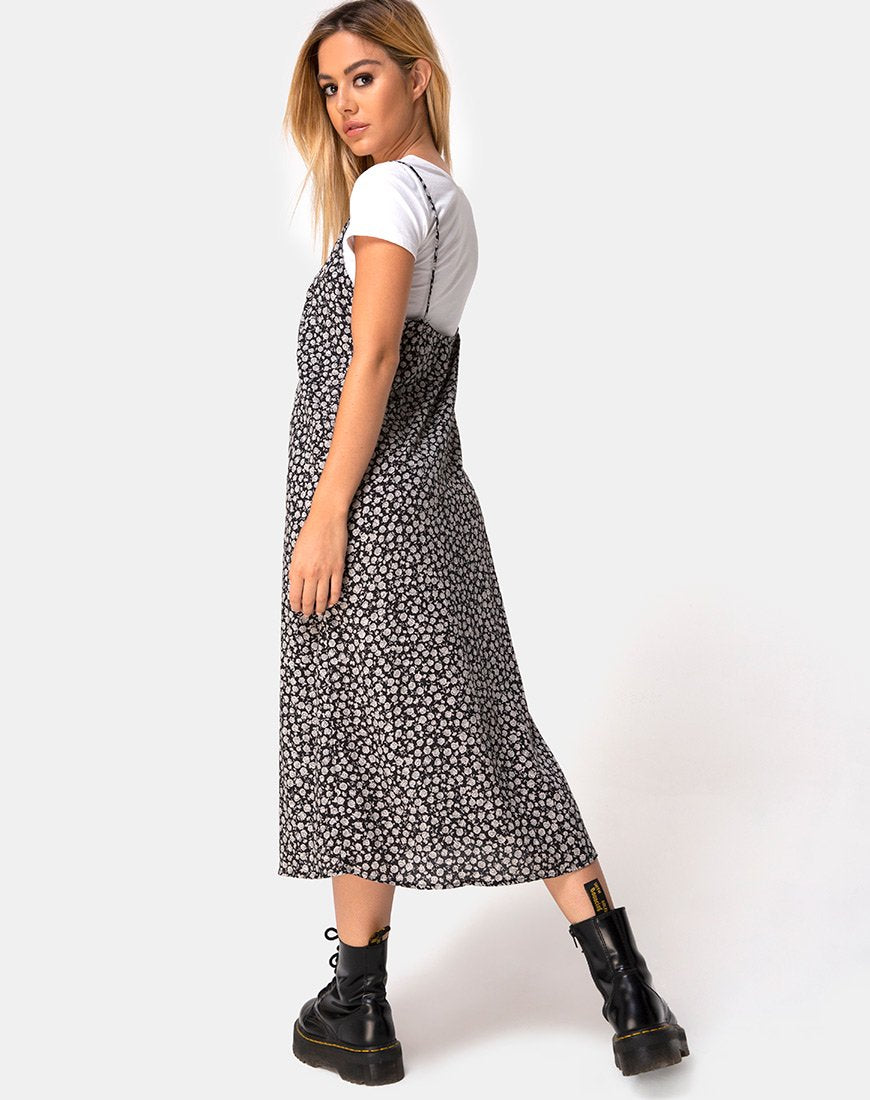 Immagine di Sini Slip Dress in Ditsy Rose Nero
