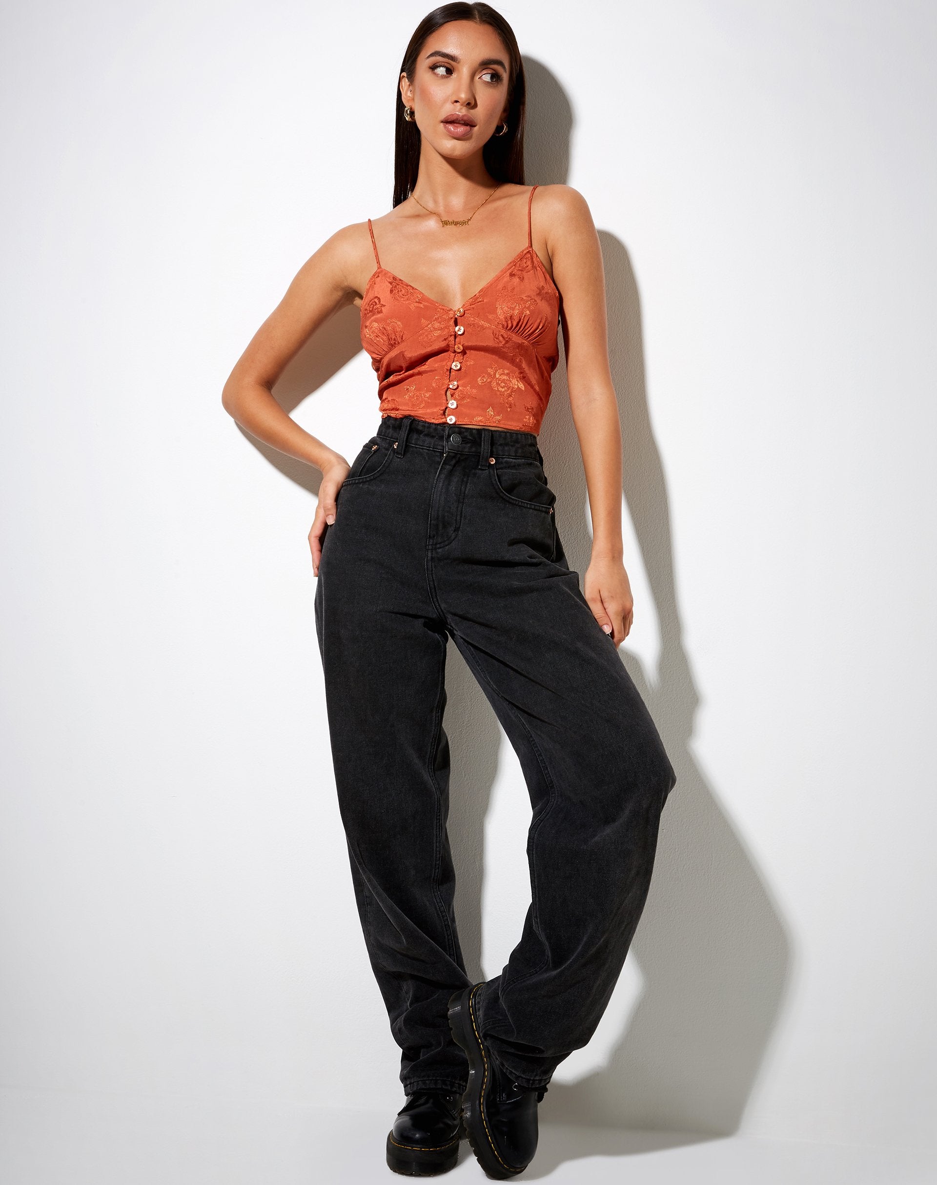 Immagine di Sipa Crop Top in raso rosa rame