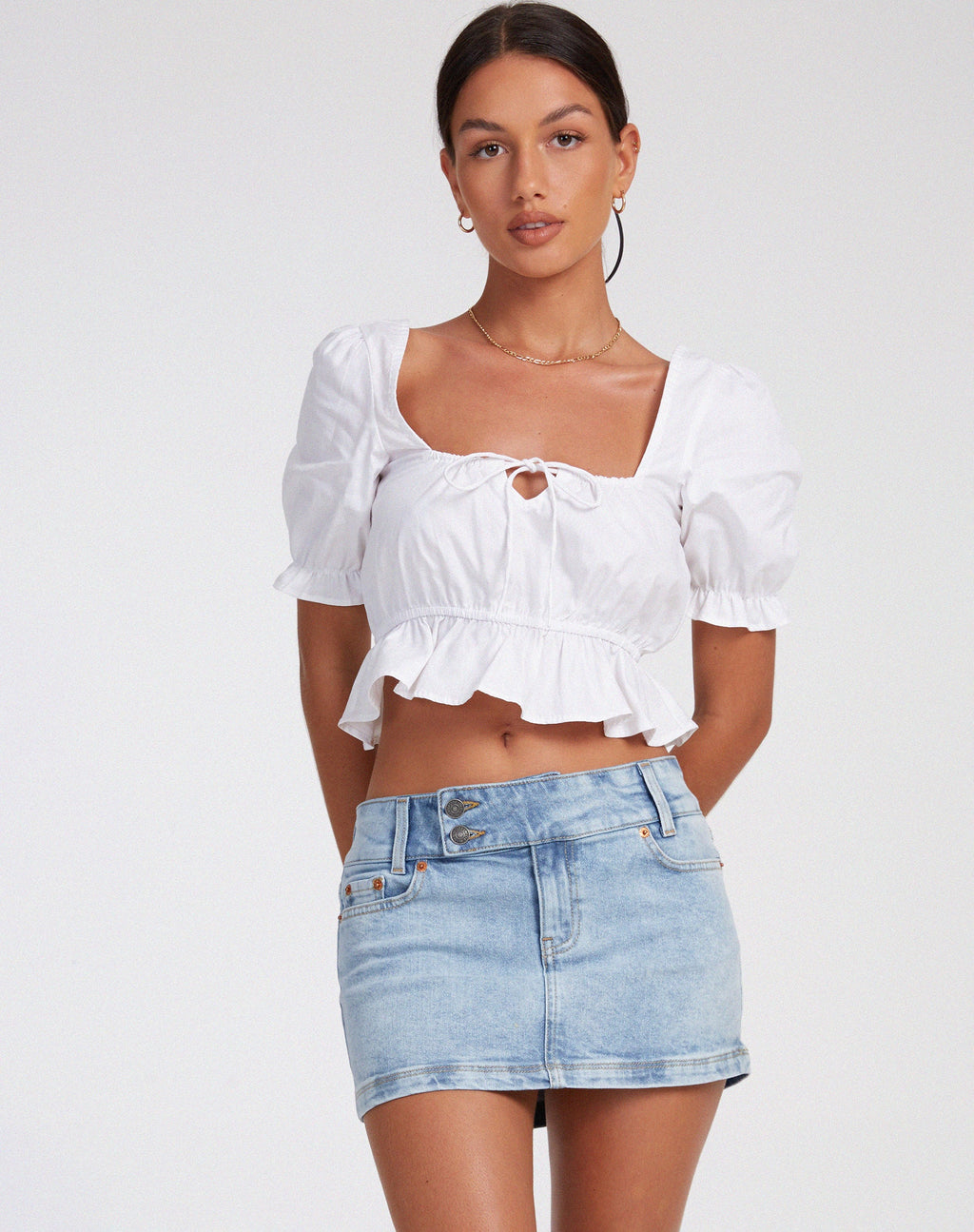 Crop Top Slate in popeline bianco