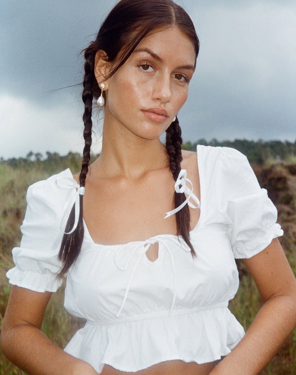 Crop Top Slate in popeline bianco