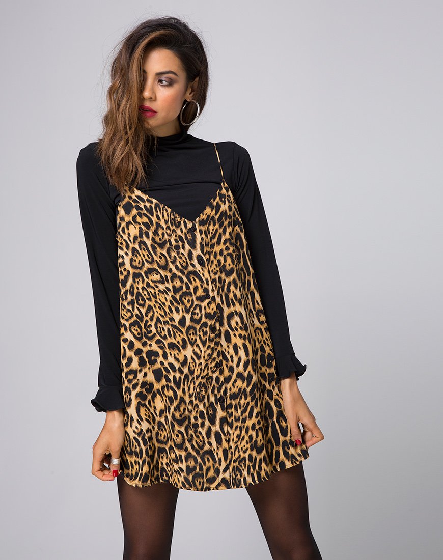 Sanna Slip Dress in Leopardo