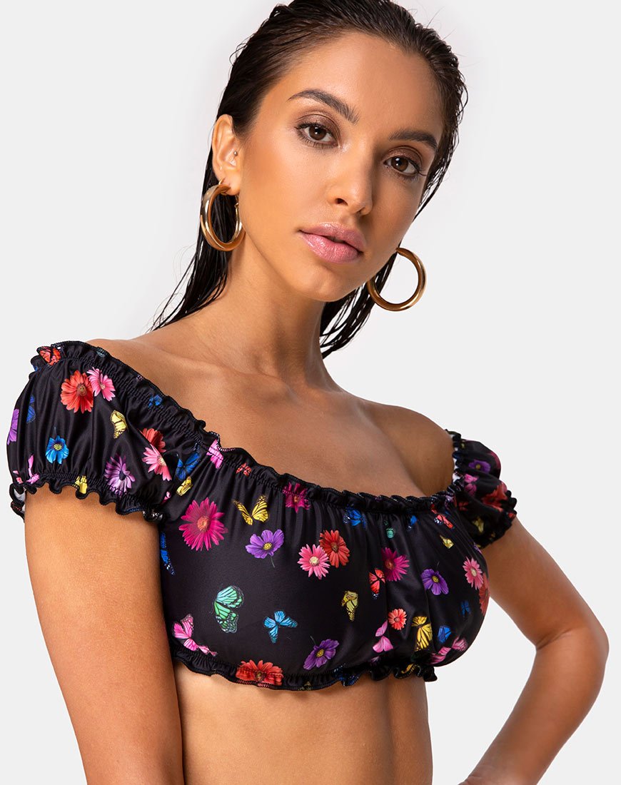 Top bikini Sofia con farfalla floreale
