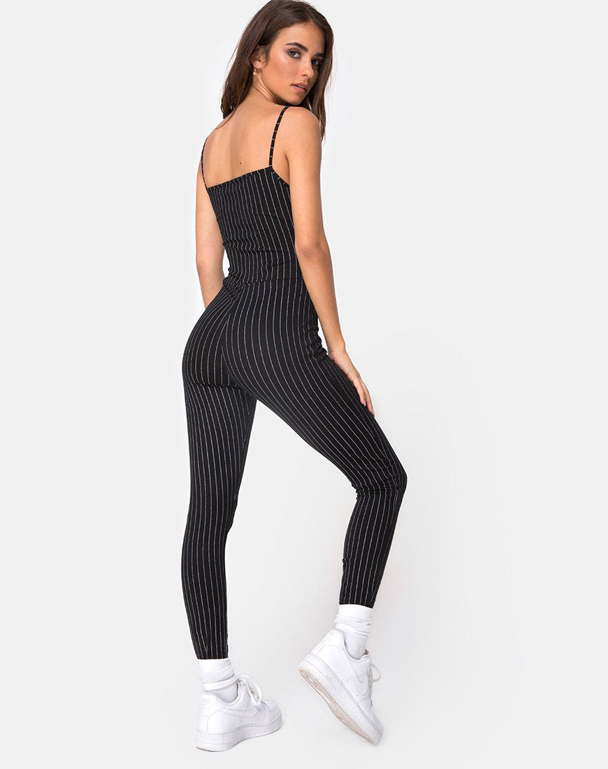 Solita Unitard in gessato nero