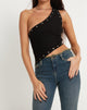 Immagine di Soyuna Crop Top asimmetrico nero con occhiello