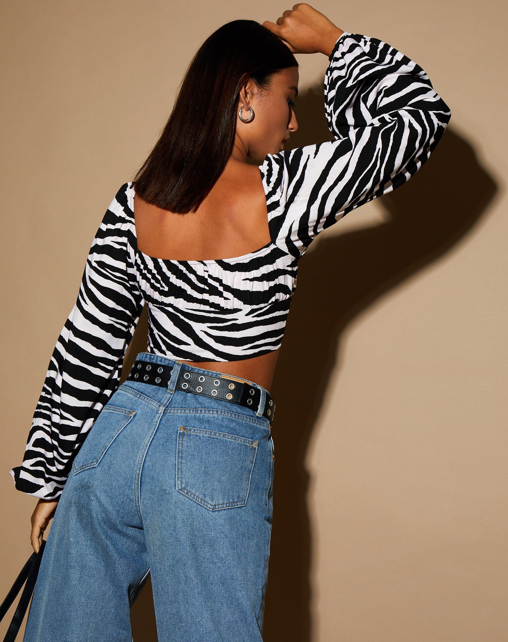 Immagine di Irene Crop Top in Huge Zebra