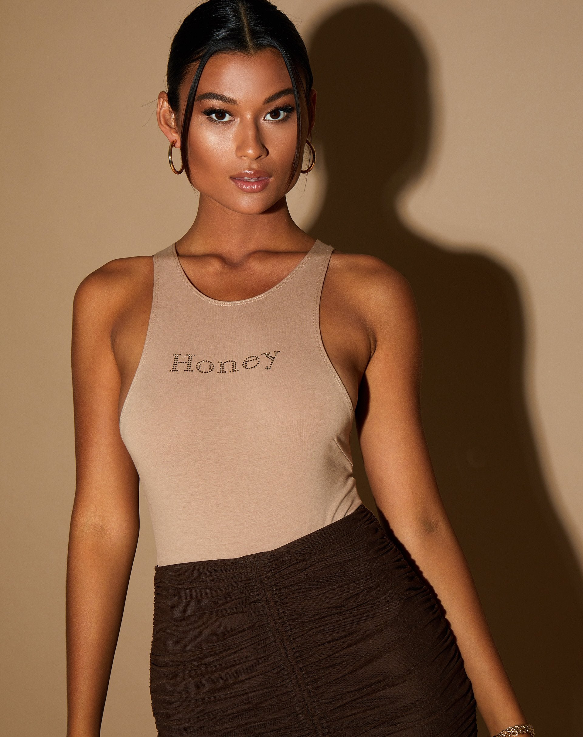 Immagine di Solena Mini Skirt in Mesh Chocolate