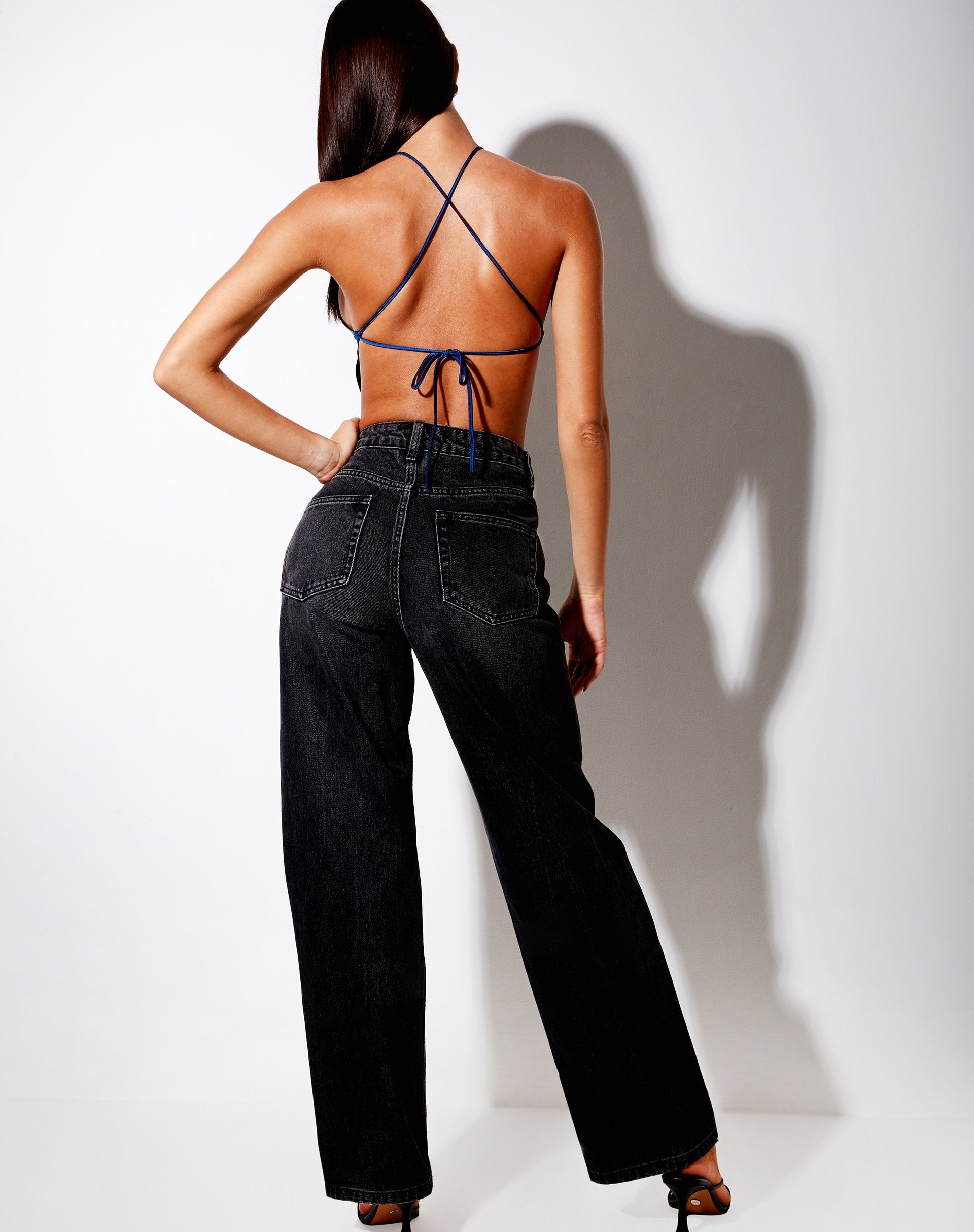 Top Spence in satin blu notte