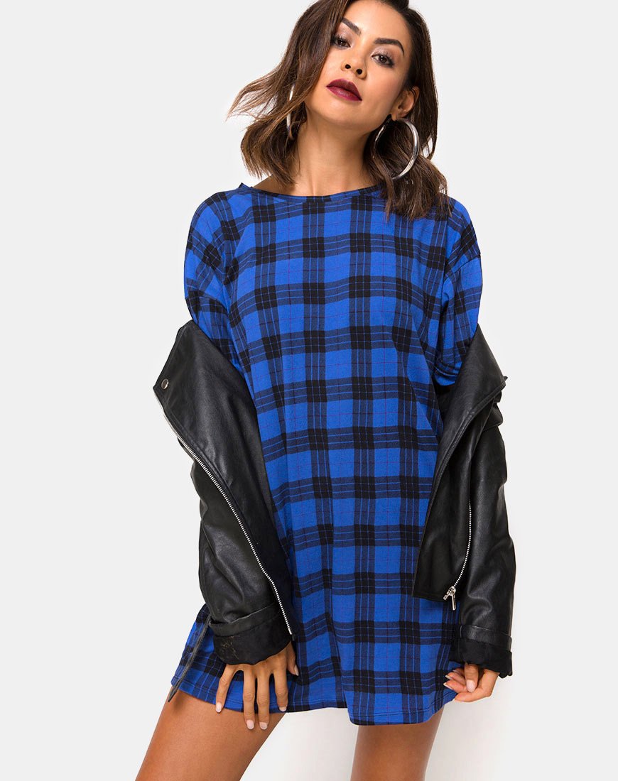 Sunny Kiss - Vestito a t-shirt in tartan blu