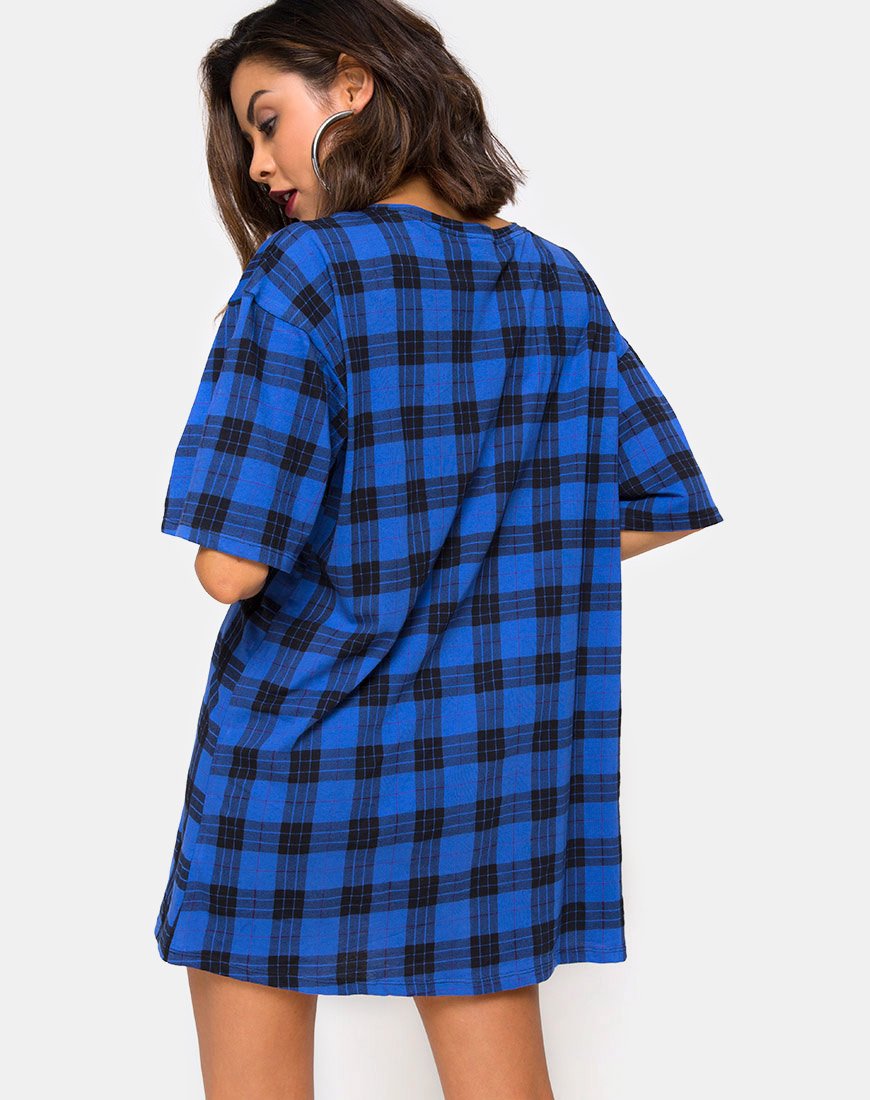 Sunny Kiss - Vestito a t-shirt in tartan blu