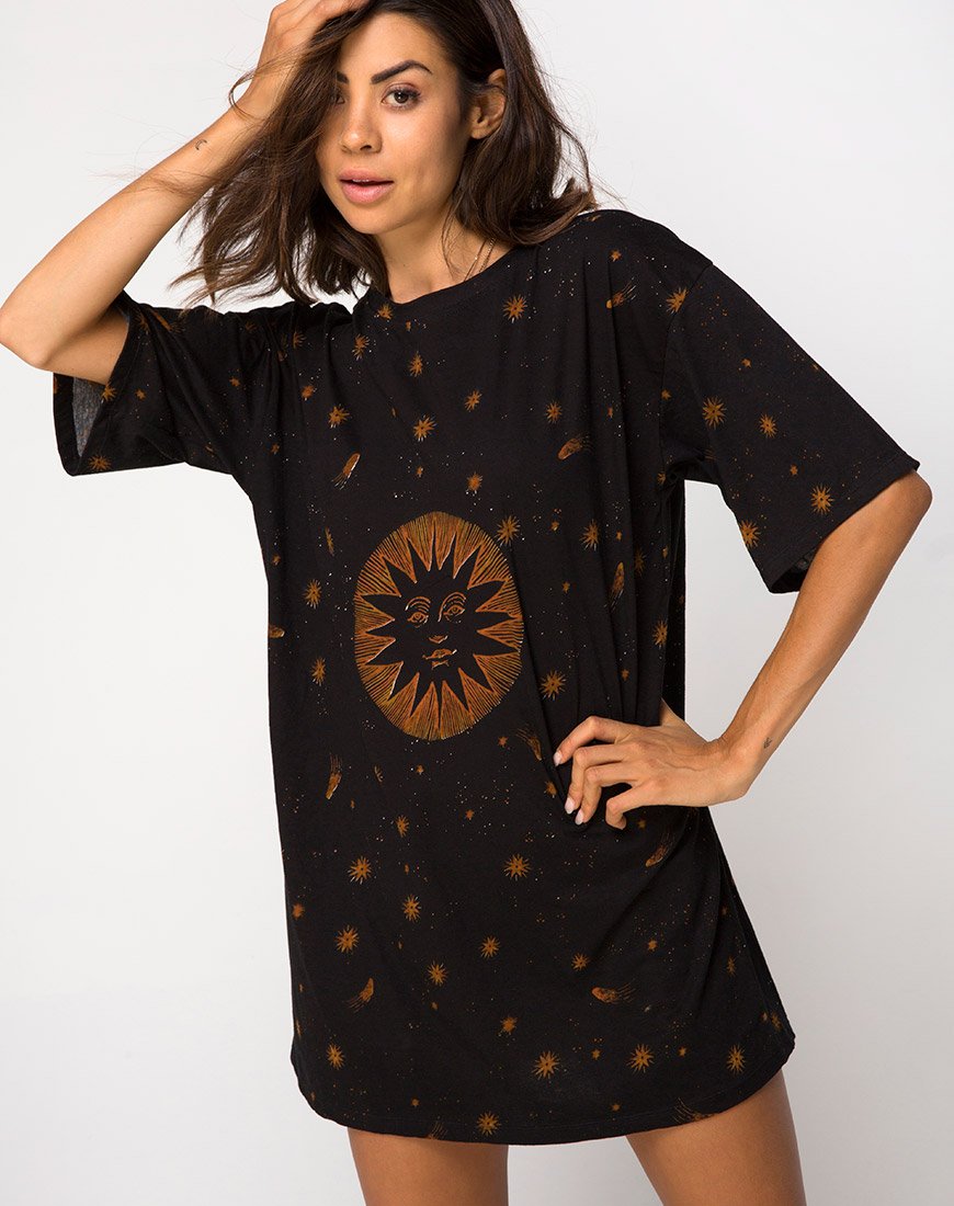 Tee Sunny Kiss in nero celeste