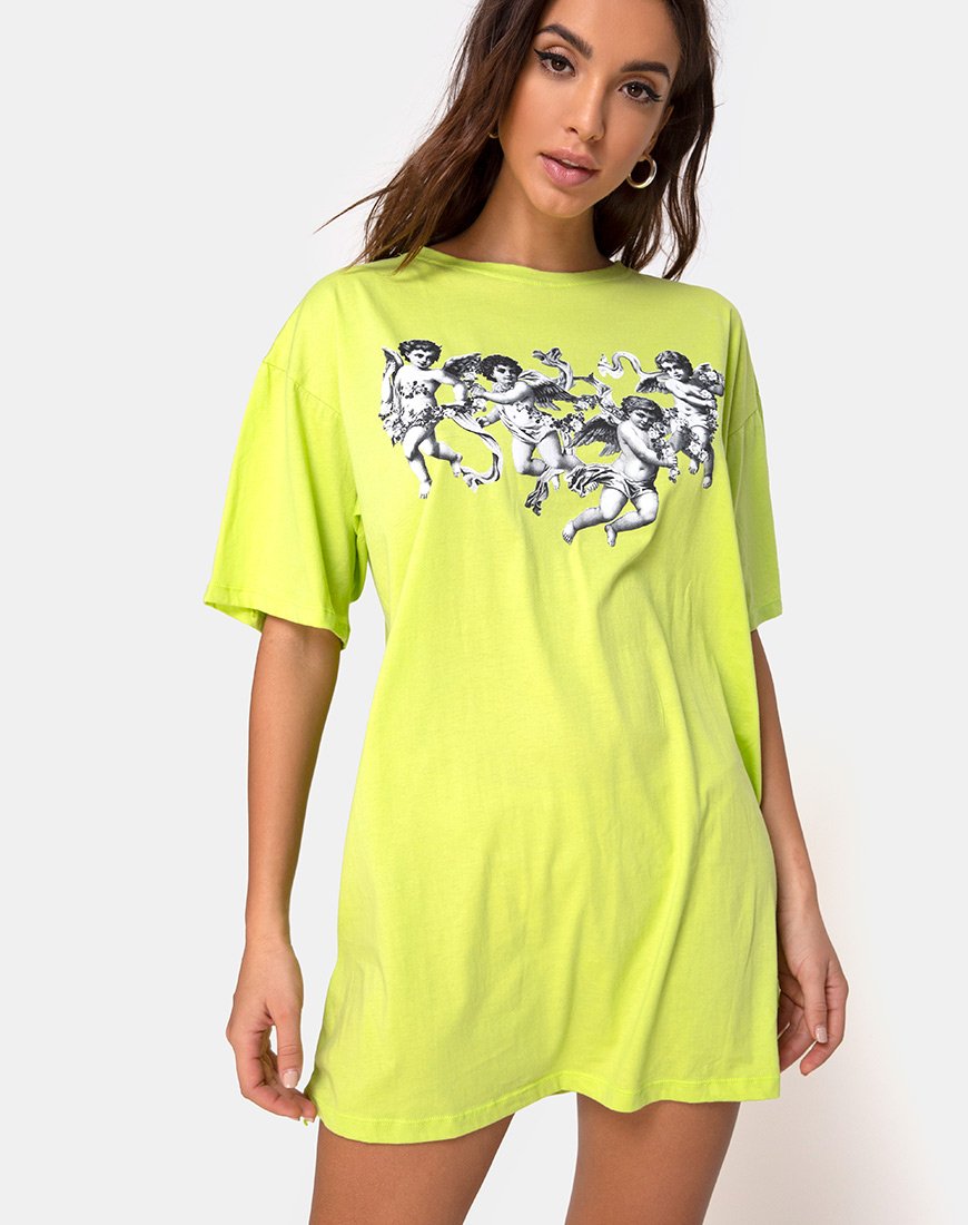 Maglietta Sunny Kiss in lime con cherubino