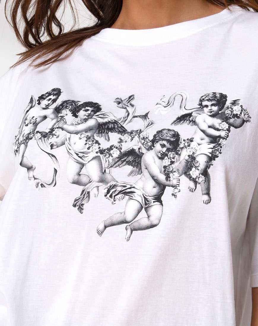 Immagine della t-shirt Sunny Kiss in bianco con cherubino