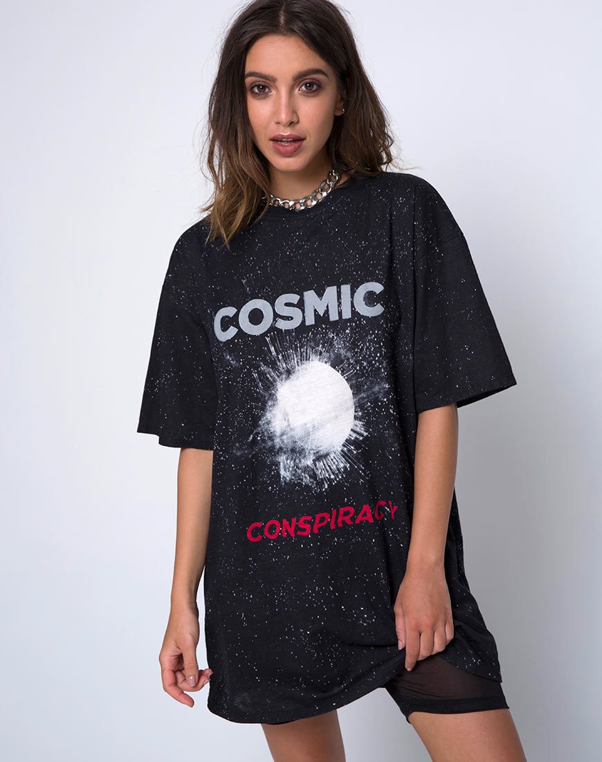 Maglietta oversize Sunny Kiss in nero Cosmic Conspiracy