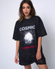 Immagine di Sunny Kiss Oversize Tee in nero Cosmic Conspiracy