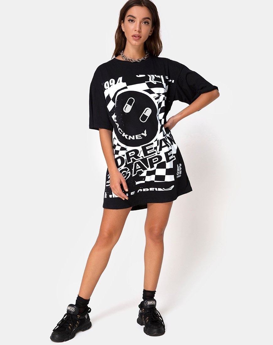 Immagine di Sunny Kiss Tee in nero con Dream Scape in bianco