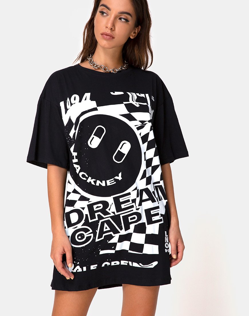 Immagine di Sunny Kiss Tee in nero con Dream Scape in bianco