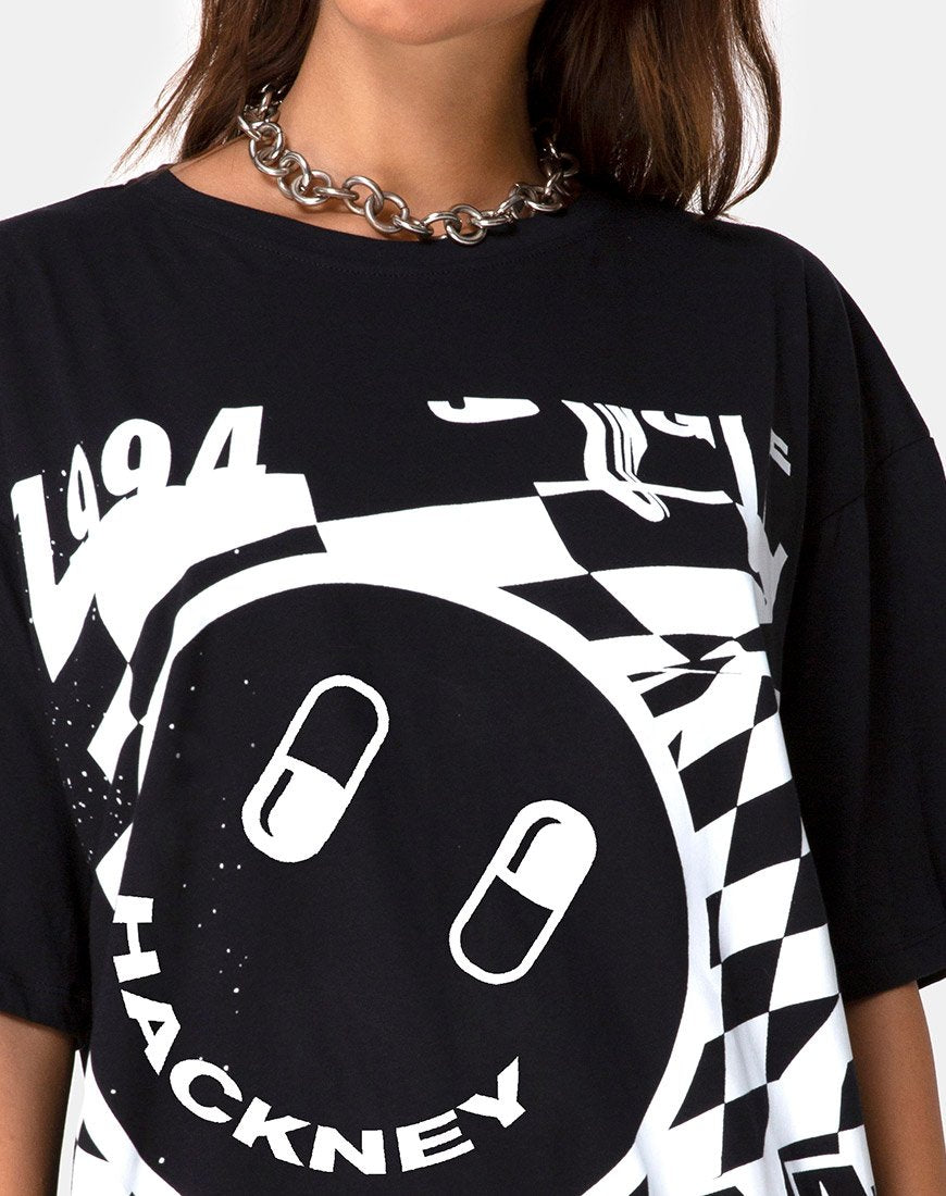 Immagine di Sunny Kiss Tee in nero con Dream Scape in bianco
