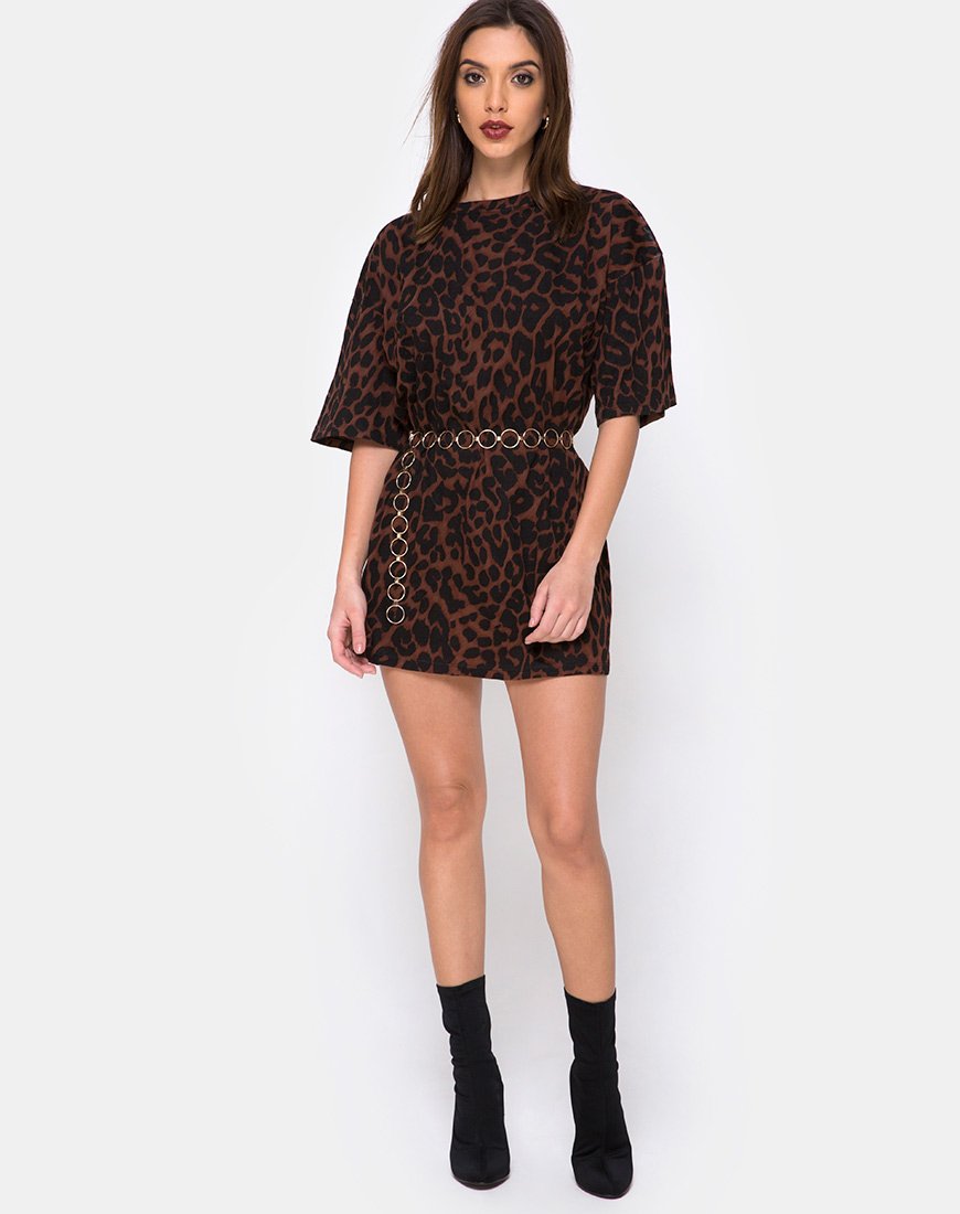 Immagine di Sunny Kiss Tee oversize in marrone Jaguar Oversize