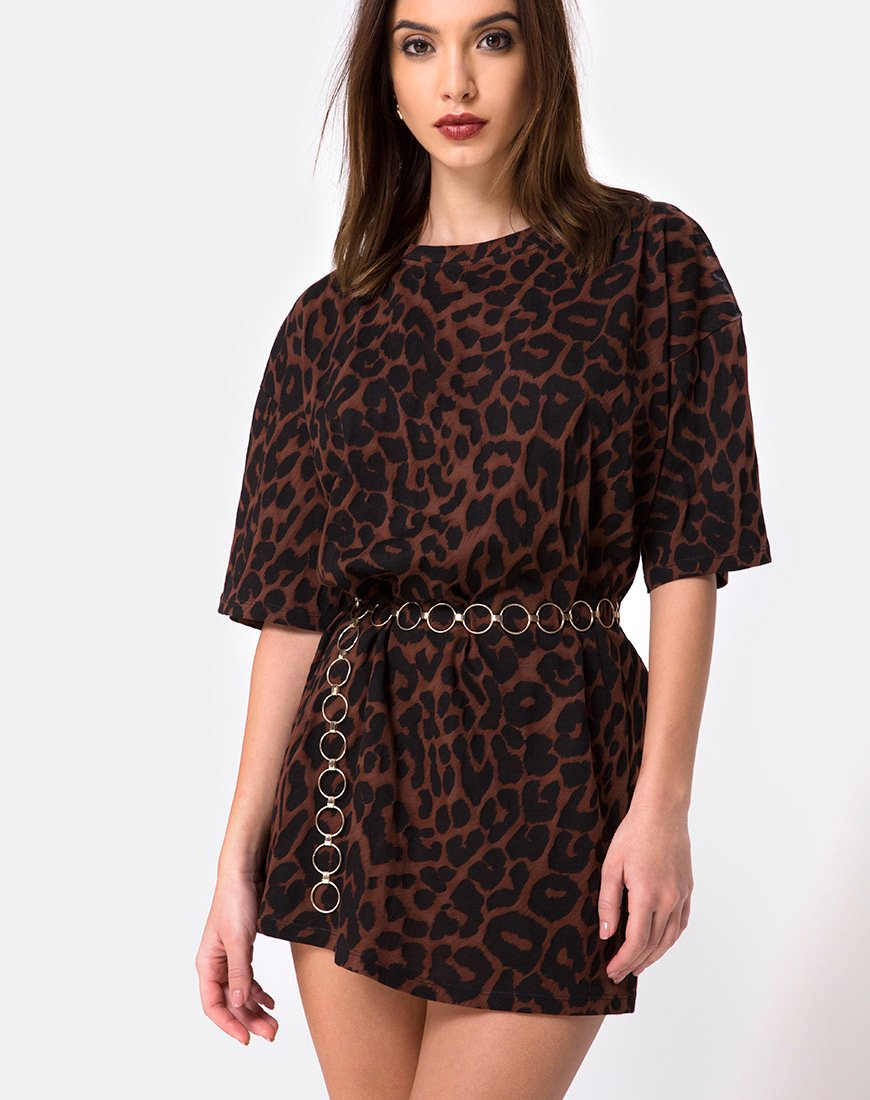 Immagine di Sunny Kiss Tee oversize in marrone Jaguar Oversize