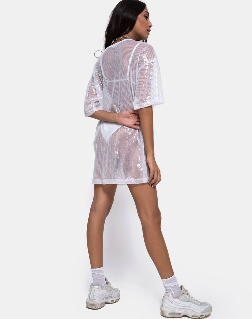 Immagine di Sunny Kiss Tee in paillettes bianche trasparenti