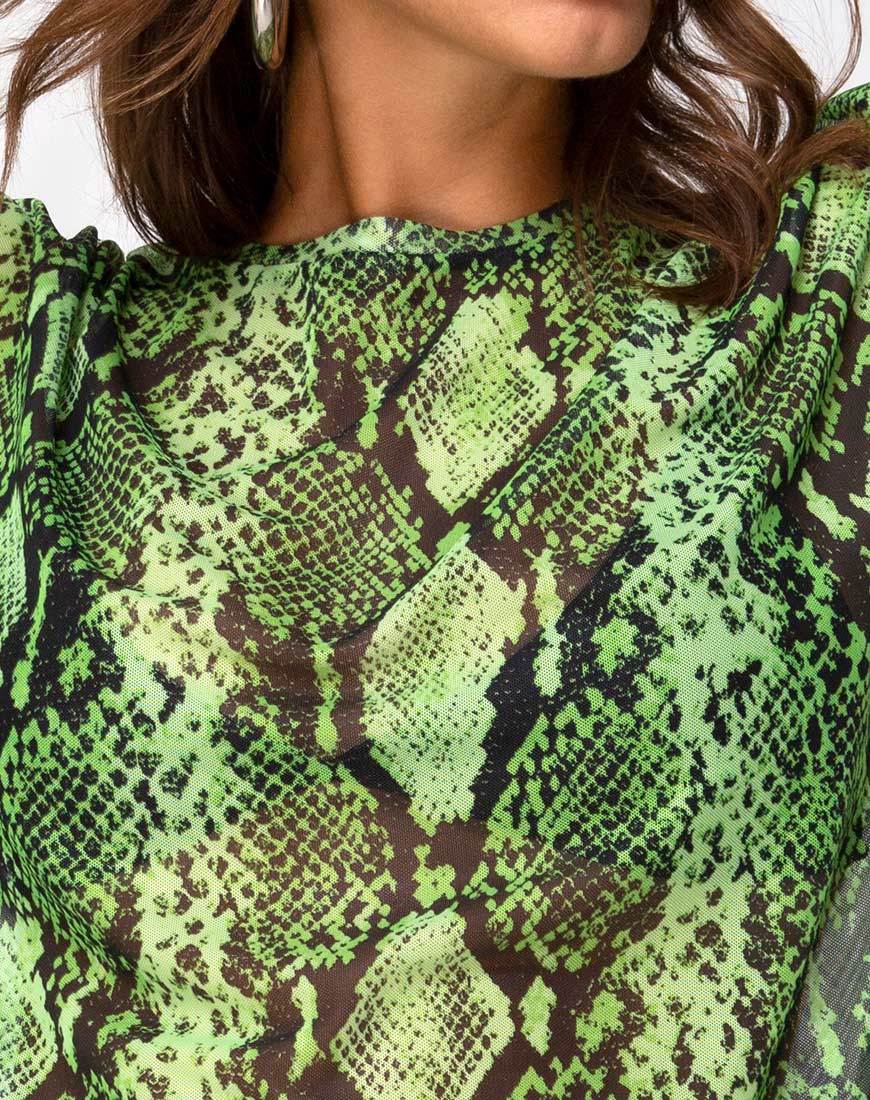 Immagine di Sunny Kiss Tee oversize in maglia serpente Slime Lime