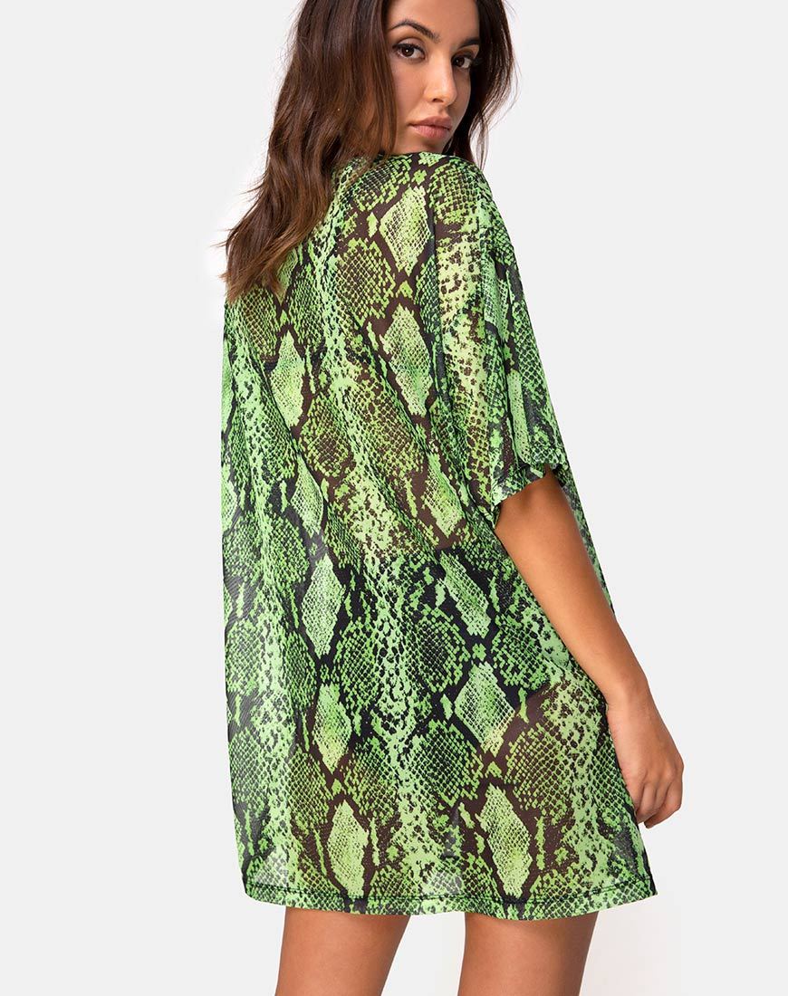 Maglietta oversize Sunny Kiss in maglia serpente Slime Lime