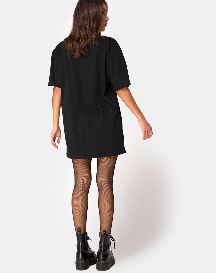 Immagine di Sunny Kiss Tee oversize in nero con tribale rosa