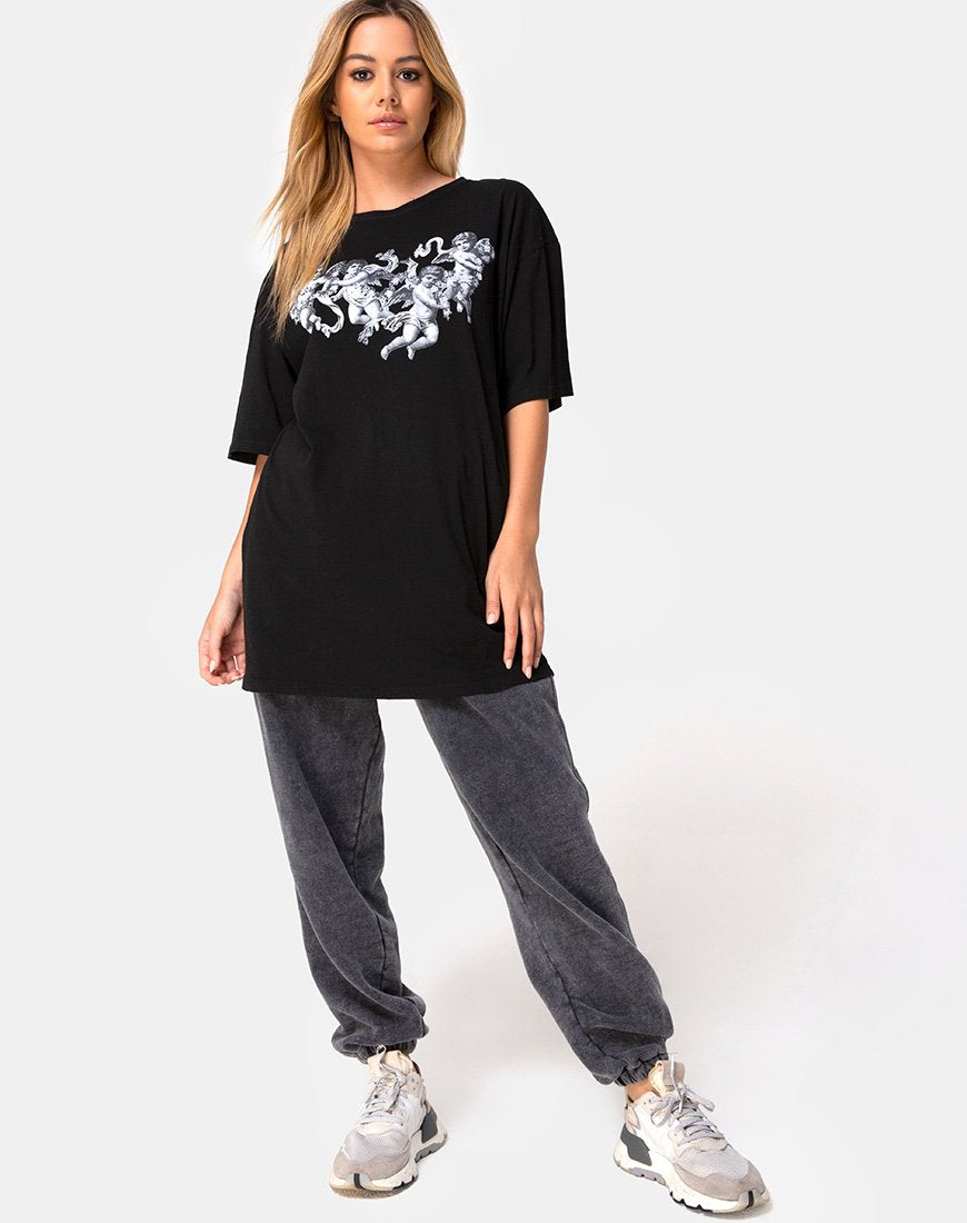 Immagine della t-shirt Sunny Kiss in nero con cherubino