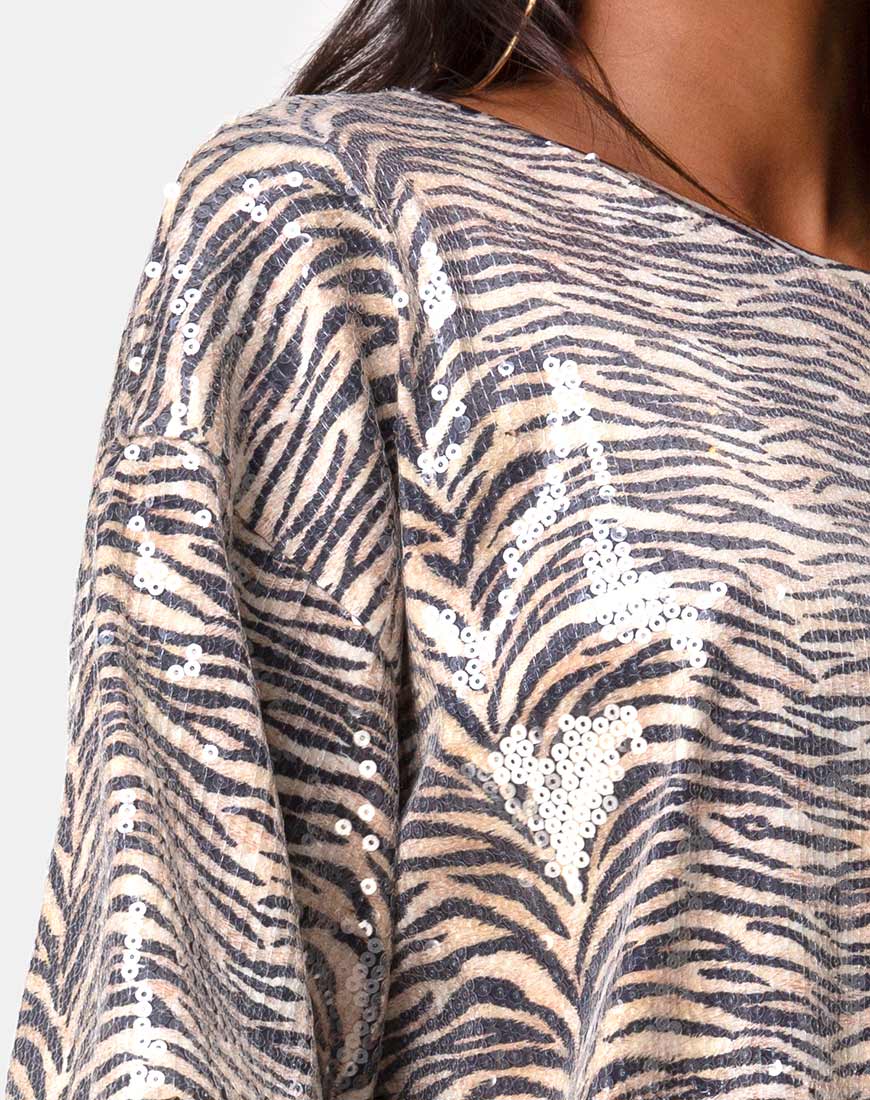 Immagine di Sunny Kiss Tee oversize in paillettes trasparenti Tiger