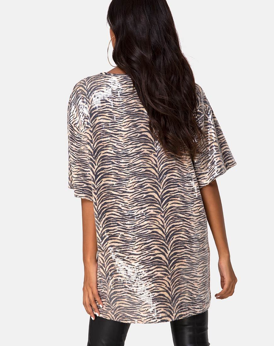 Immagine di Sunny Kiss Tee oversize in paillettes trasparenti Tiger