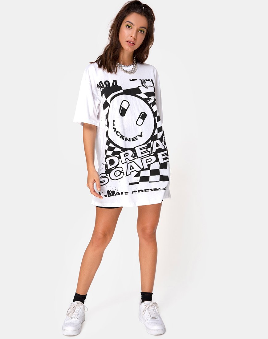 Immagine di Sunny Kiss Tee in bianco con Dream Scape nero