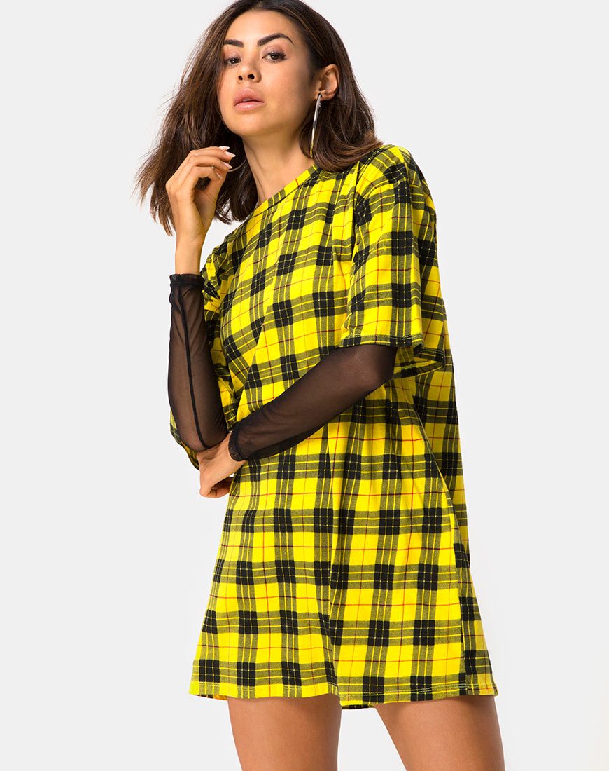 Abito Sunny Kiss in plaid invernale giallo