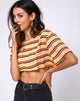 Immagine di Super Cropped Tee a strisce orizzontali senape anni '70