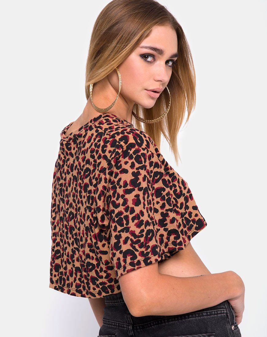 Maglietta Super Cropped in Jungle Leopard