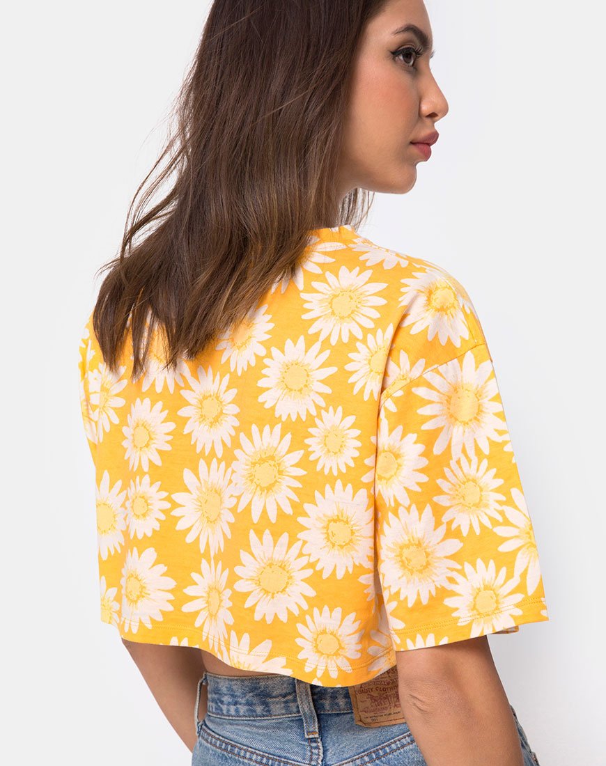 Immagine di Super Crop Tee in giallo floreale sunkissed