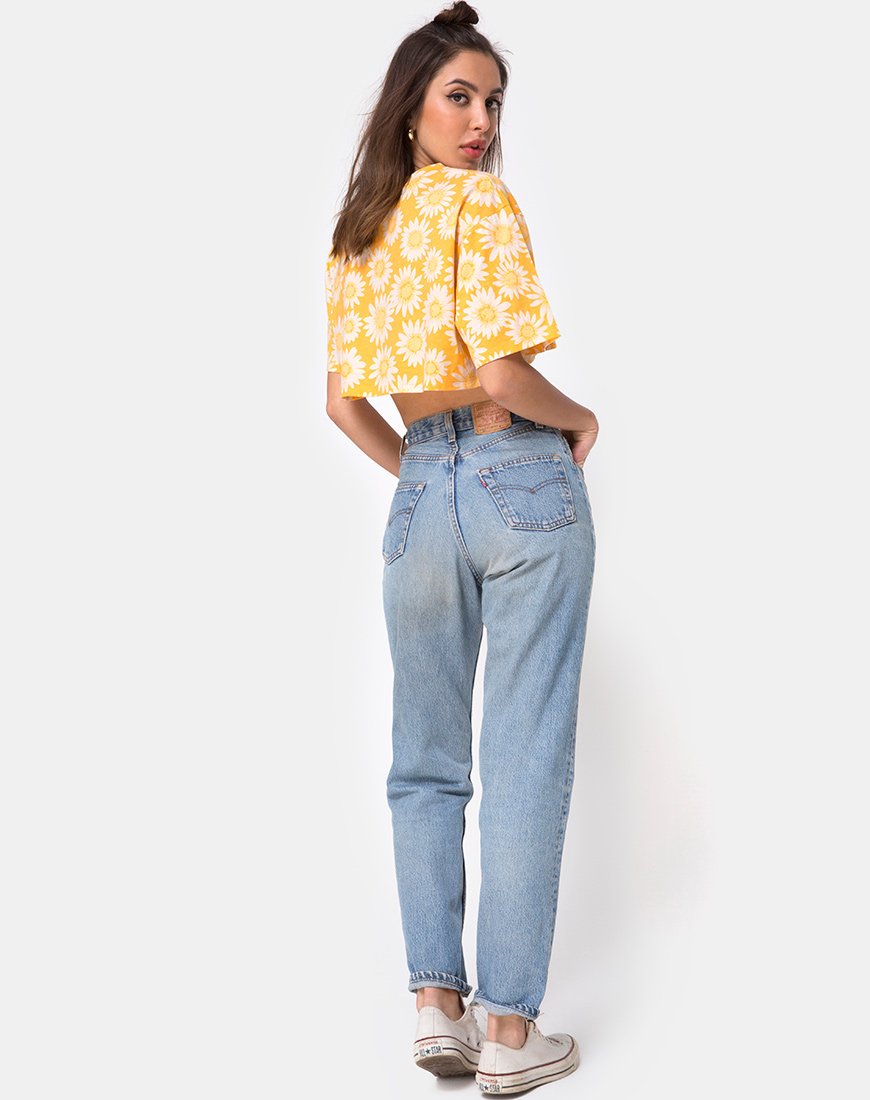 Immagine di Super Crop Tee in giallo floreale sunkissed