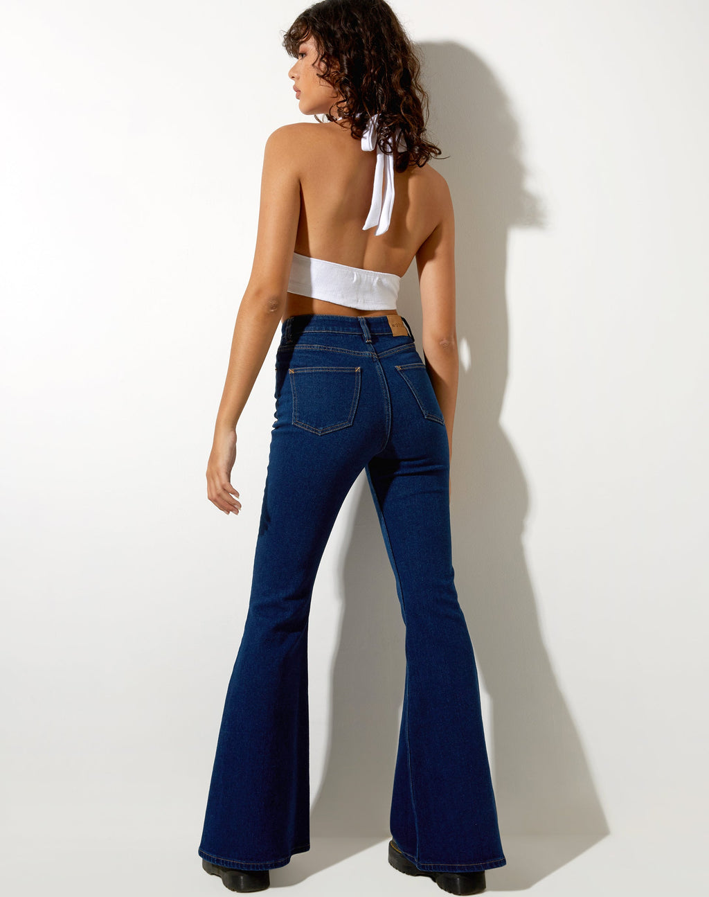 Jeans Super Flare in blu medio