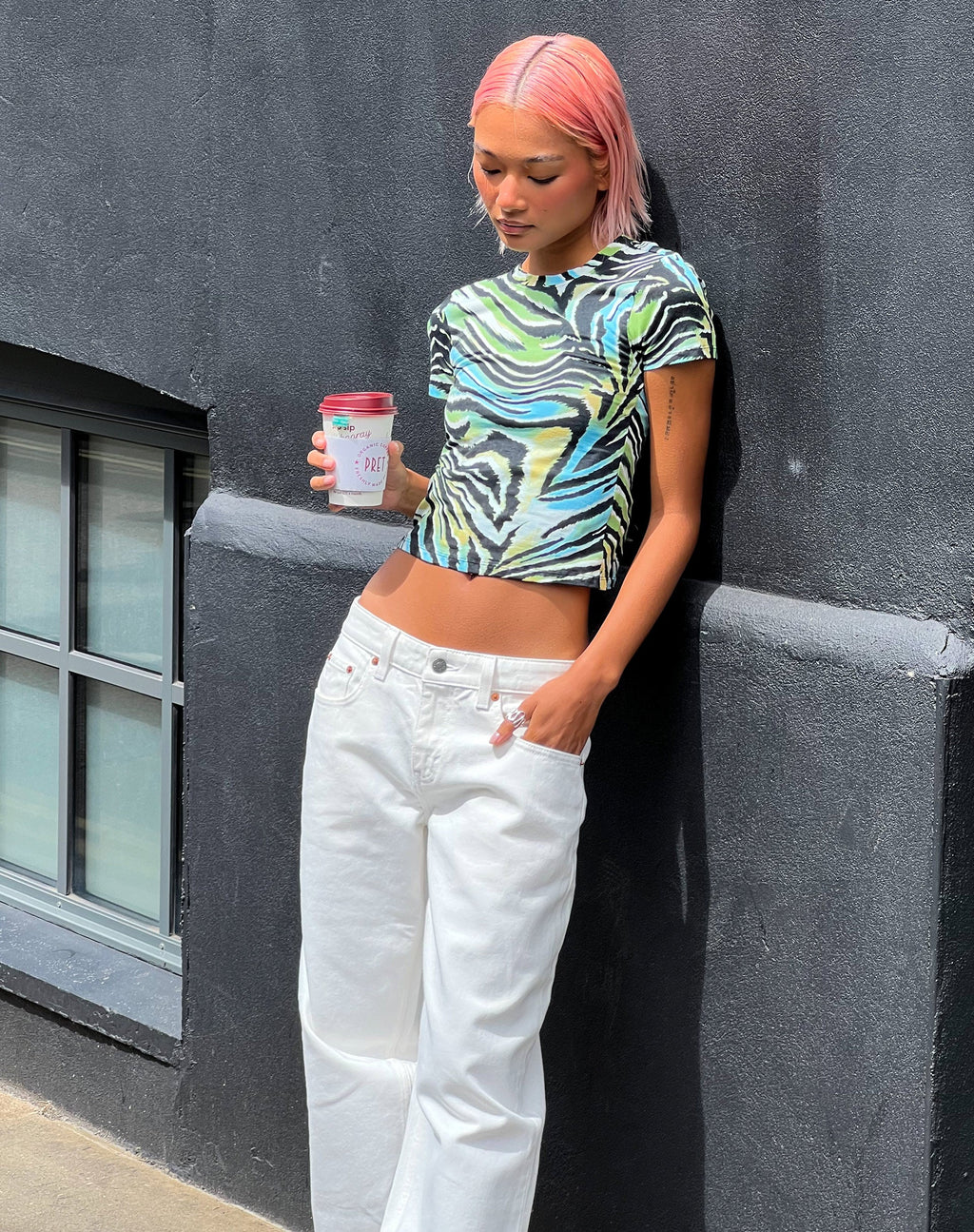 Surtie Crop Top in Warped Zebra Blu
