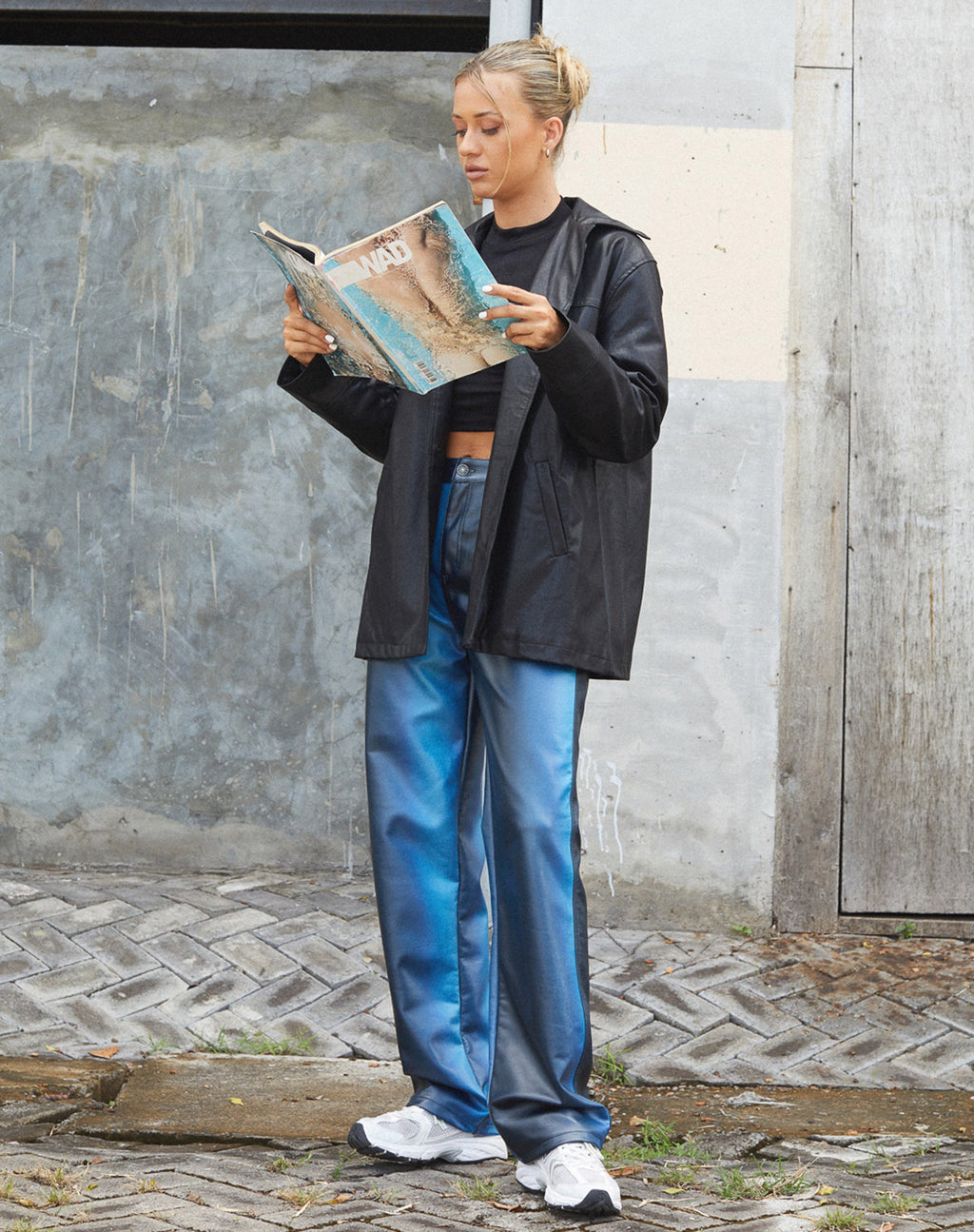 Pantalone Parallel in PU Ombre Blue