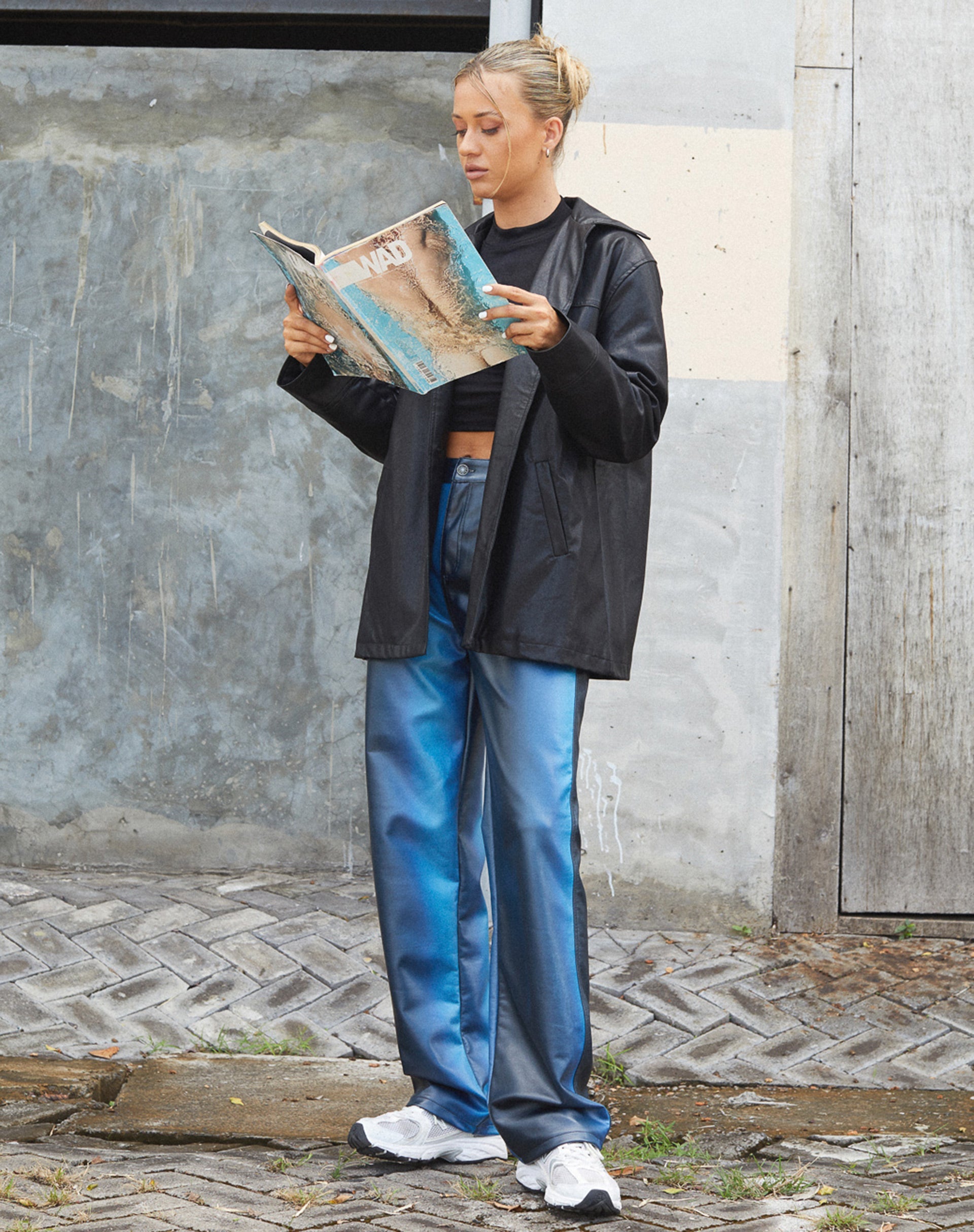 IMMAGINE DEI pantaloni Parallel in PU Ombre Blue