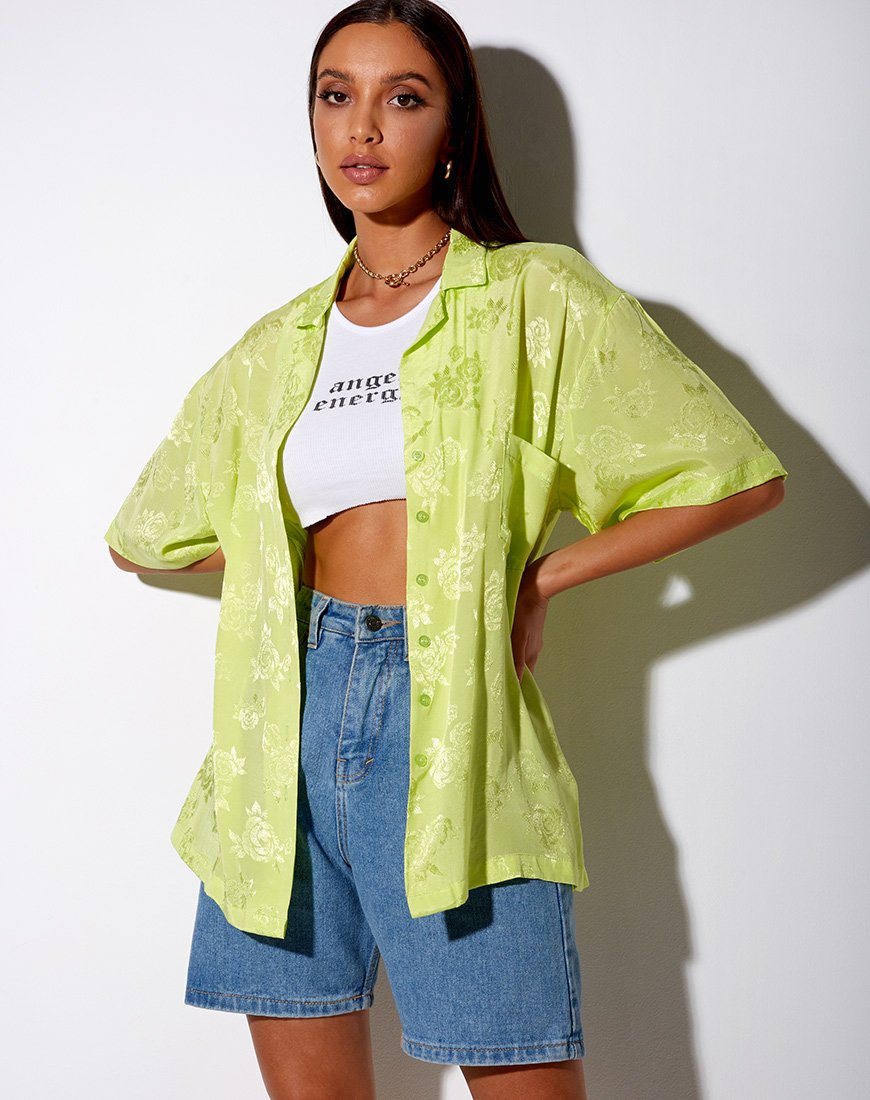 Immagine della camicia Taelsa in raso rosa lime