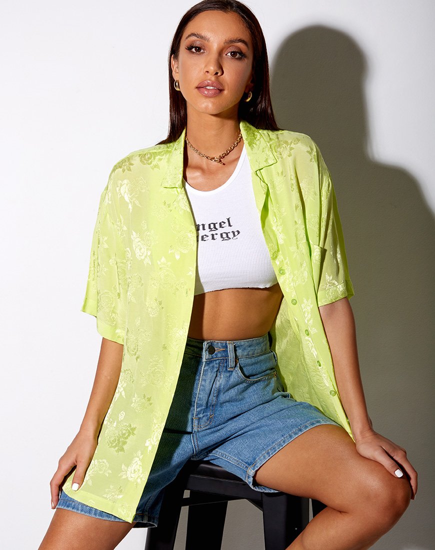 Camicia Taelsa in raso rosa lime