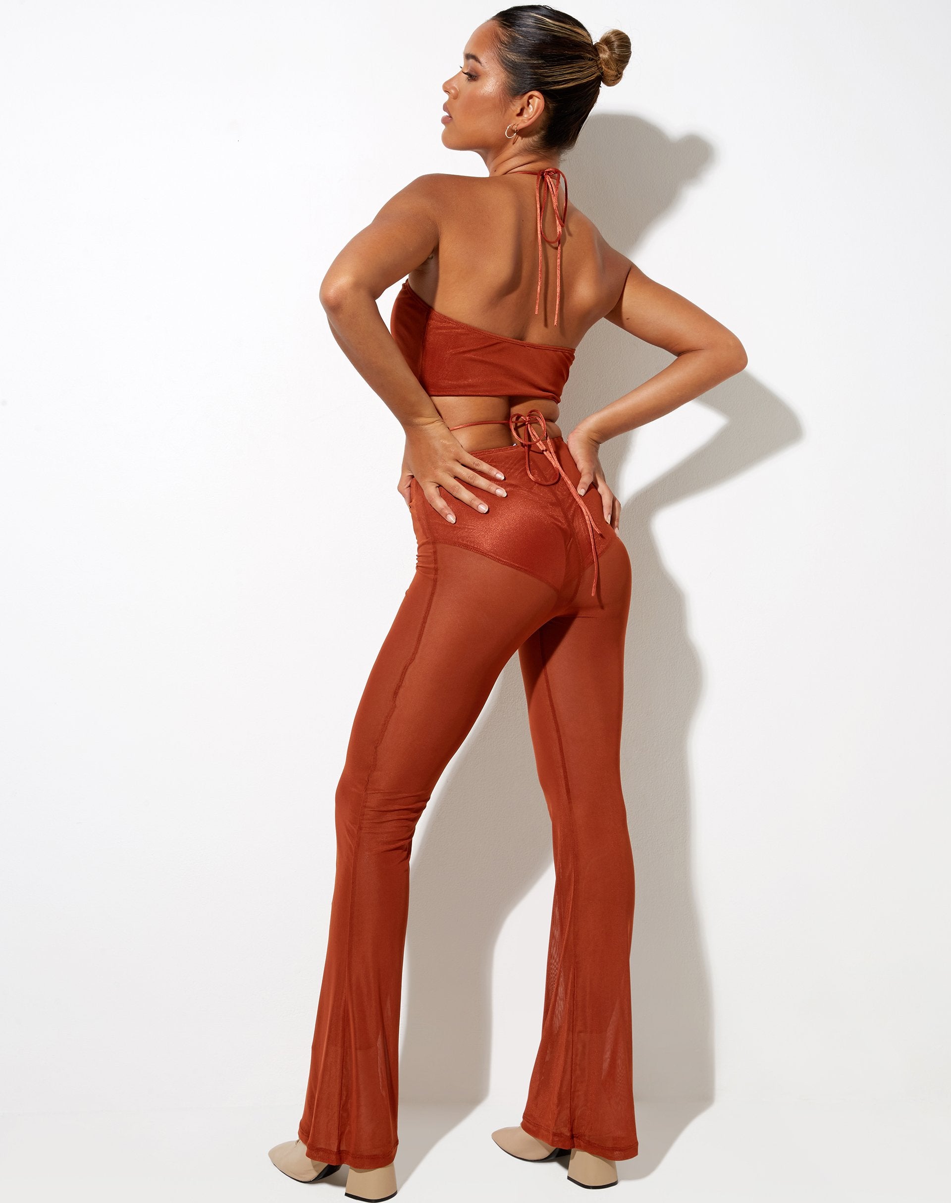 Immagine di Taka Crop Top in rete Toffee