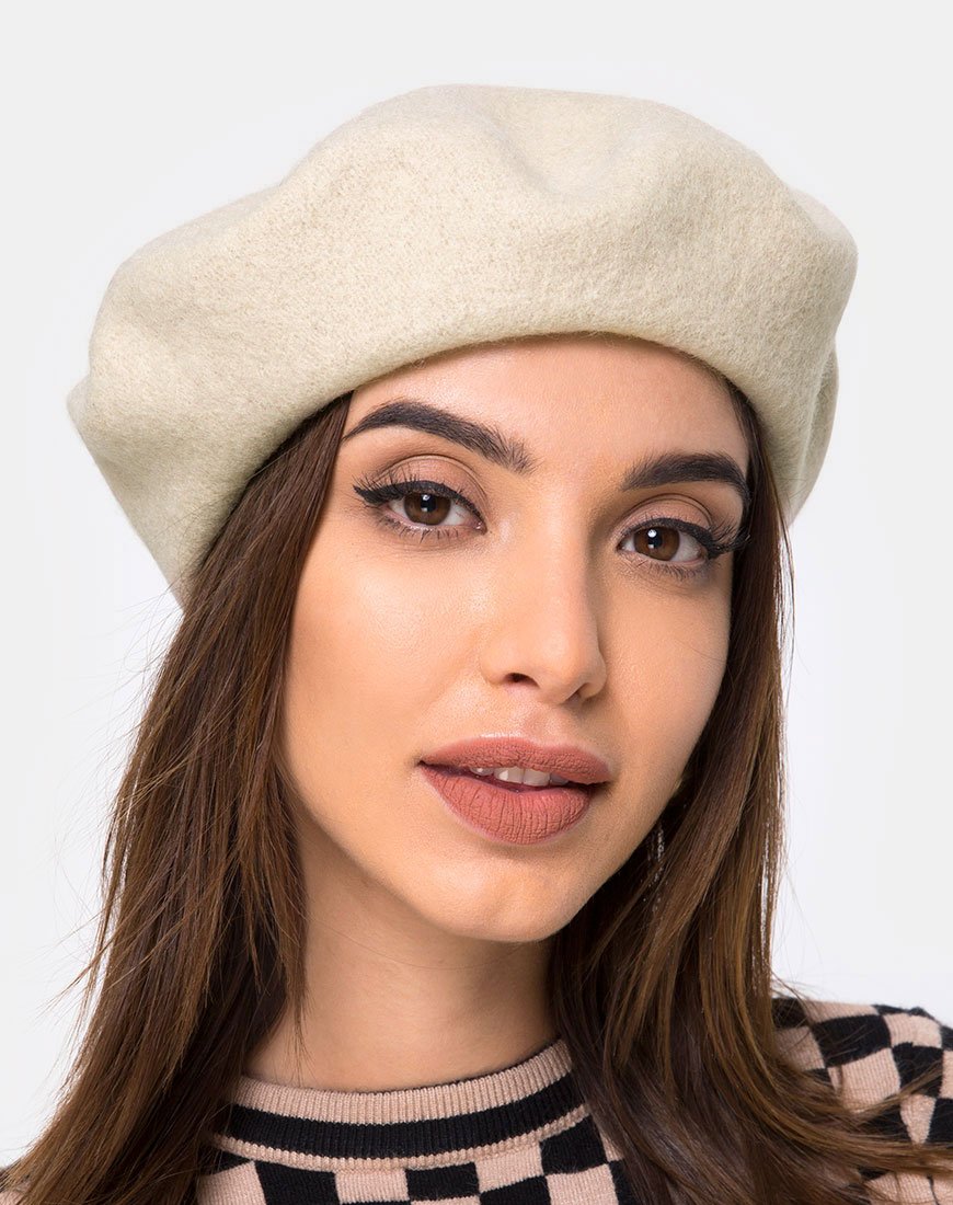 Immagine del cappello a berretto in lana color taupe