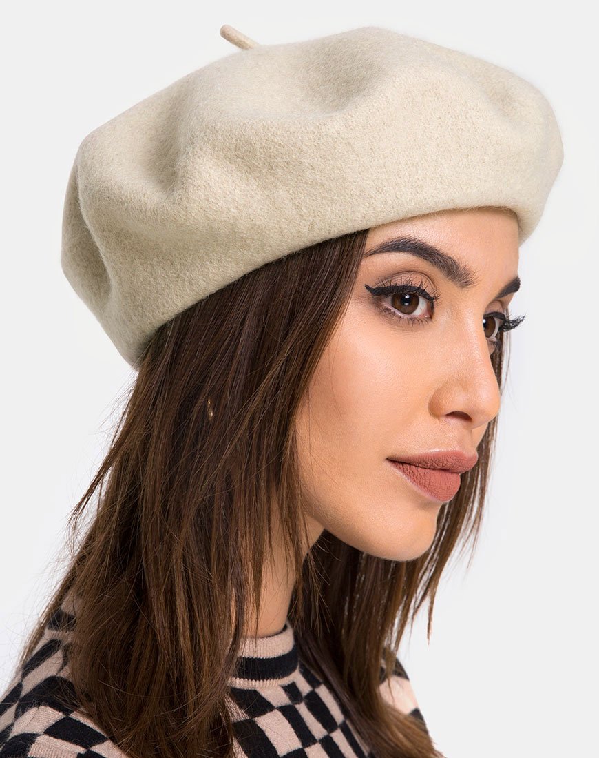 Immagine del cappello a berretto in lana color taupe