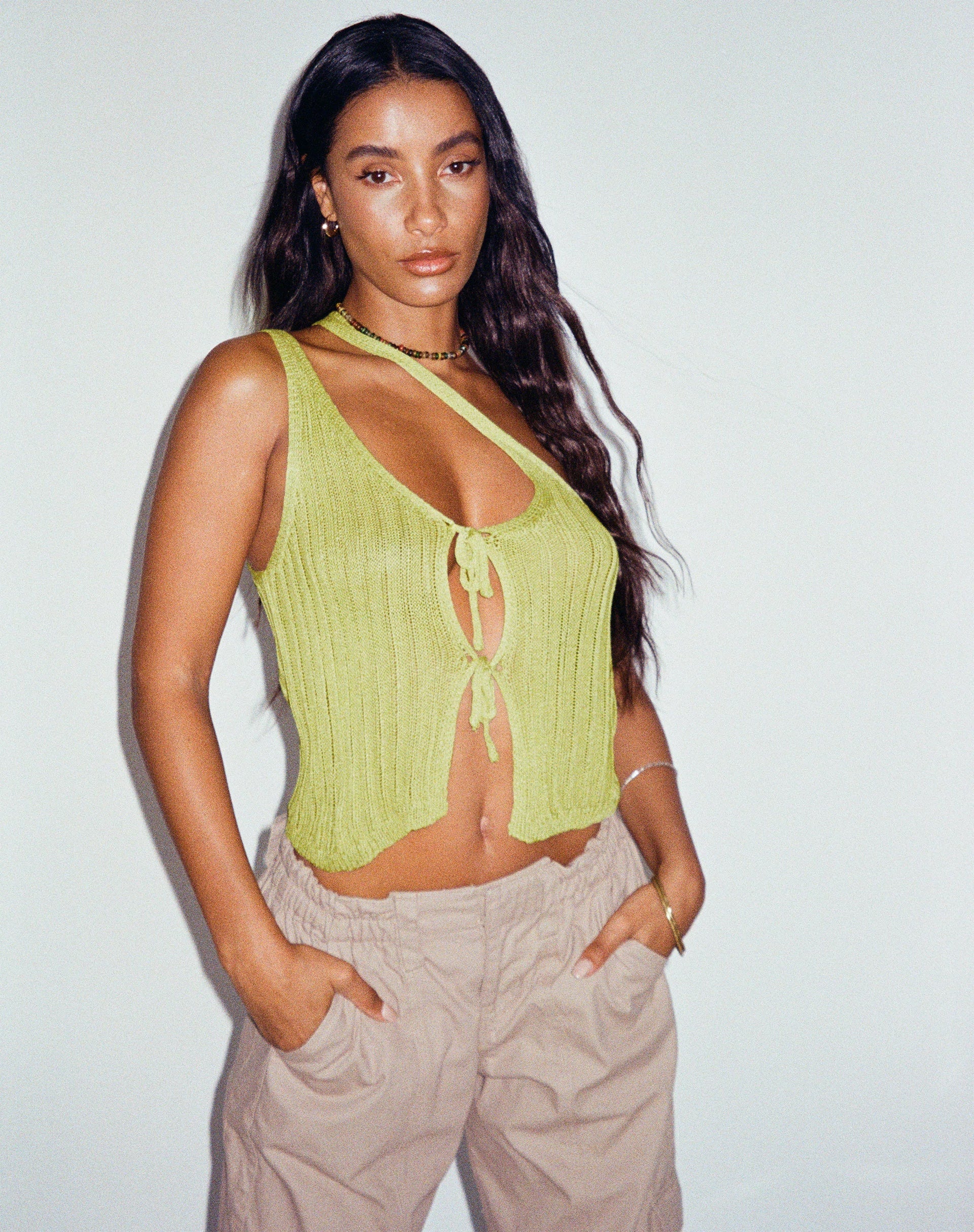 immagine di Tapa Cutout Top in Lime
