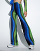 Immagine di MOTEL X OLIVIA NEILL Mares Flare Trouser in verde e blu solarizzato